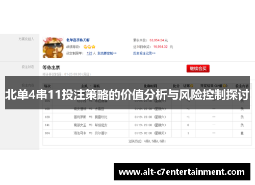 北单4串11投注策略的价值分析与风险控制探讨 北单4串11投注策略的价值分析与风险控制探讨