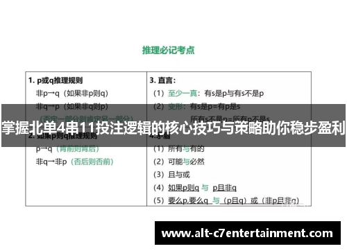 掌握北单4串11投注逻辑的核心技巧与策略助你稳步盈利 掌握北单4串11投注逻辑的核心技巧与策略助你稳步盈利